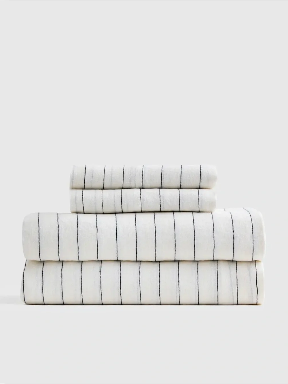 White and Black Striped European Linen King Sheet Set - Retail $204